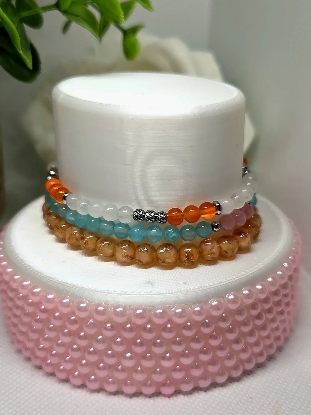 BP Stackable Orange and Aqua Beaded Women's Bracelet Set